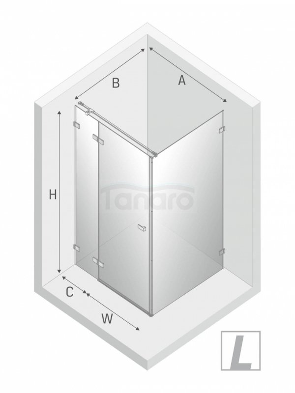 NEW TRENDY Kabina prysznicowa AVEXA GOLD BRUSHED 1D L 90x120x200 szkło czyste 6mm Active Shield 2.0 EXK-1750