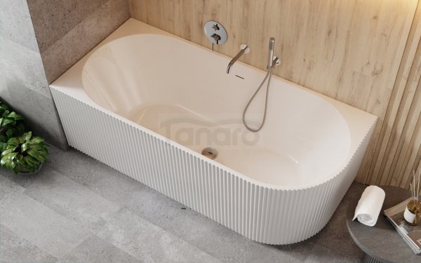 BESCO Wanna przyścienna wolnostojąca Denaya 170x78 Lewa + maskownica odpływu gun metal #WAS-170DLGR