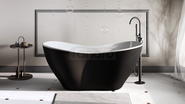 BESCO Wanna wolnostojąca Viya Matt B&amp;W 170x72 + klik-klak gun metal czyszczony od góry #WMMC-170VGR