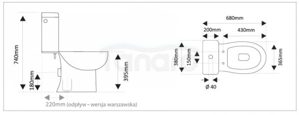 GAMA - Kompakt Warszawski ROQUE bez kołnierza z deską polipropylenową wolnoopadającą  CE-KWL-201-MK