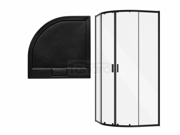 BESCO Kabina prysznicowa z brodzikiem 90x90x190 Zarya Black 90 + brodzik Axim 90 ZB-AX-90-190