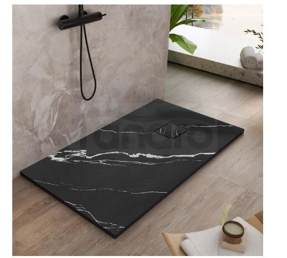 REA - Brodzik prysznicowy MAGNUM CARRARA BLACK 80x100