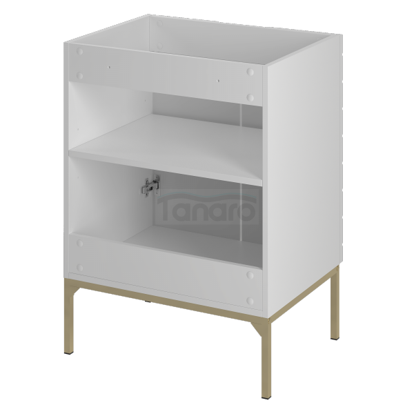 MEGSTYL Szafka Pod Umywalkę 2D 60cm Biały Mat Złoty Stelaż ASPEN-09 