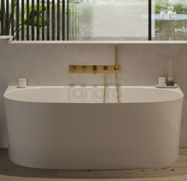 OMNIRES Wanna przyścienna, 158 x 86 cm VALENCIA M+ BIAŁY POŁYSK VALENCIAWPBP