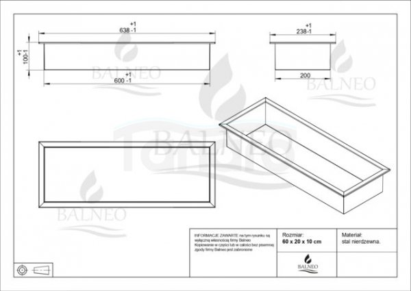 BALNEO WALL-BOX ONE Inox Półka wnękowa ze stali nierdzewnej 60x20x10 cm