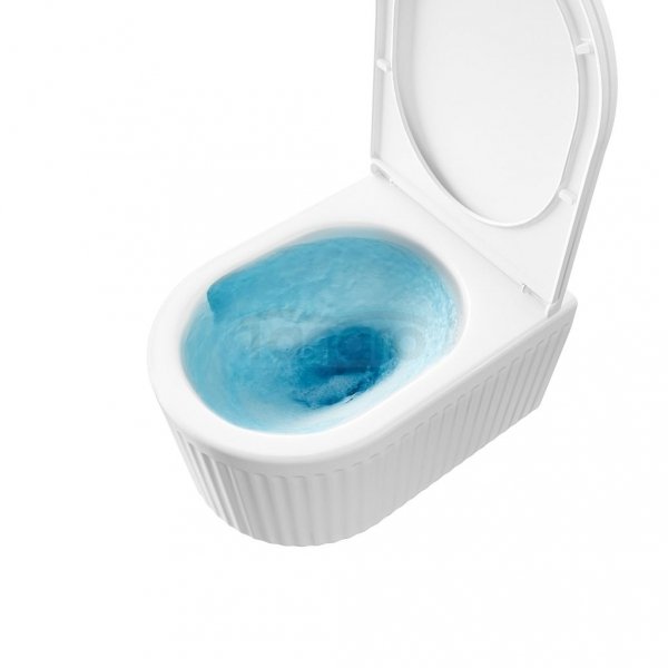 INVENA Podwieszana, ryflowana miska WC Glamour z systemem cichego spłukiwania i deską wolnoopadjącą CE-92-001-L