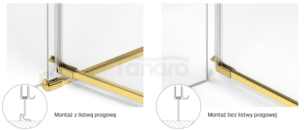 New Trendy Avexa Gold kabina prysznicowa  80x70 szkło czyste 6 mm złoto szczotkowane EXK-3010