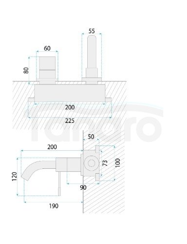 REA - Bateria Podtynkowa LUNGO Diamond Miedź + BOX
