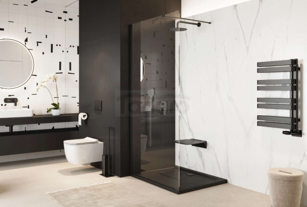 EXCELLENT Vidoq walk-in ścianka prysznicowa prosta 90x200 cm, powłoka Clean Control, czarny mat KAEX.1506.900.LP.BL