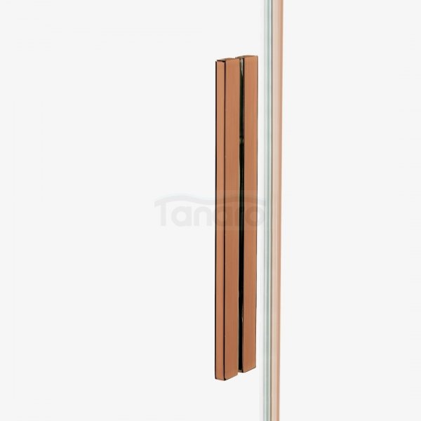 NEW TRENDY Kabina prysznicowa SMART COPPER BRUSHED 1D walk-in U 90x200 szkło czyste 8mm Active Shield 2.0 - WSPORNIK SKOŚNY EXK-7768-WU