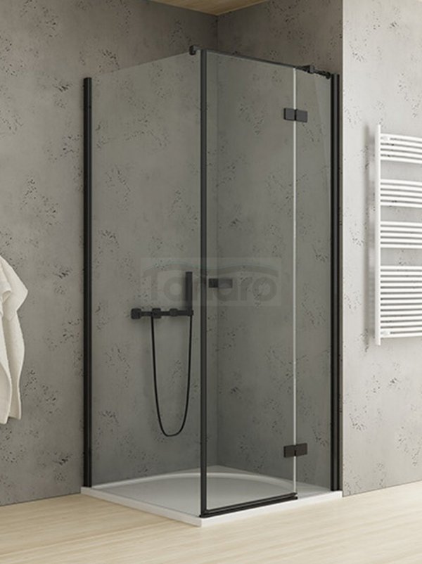 NEW TRENDY Kabina prysznicowa drzwi pojedyncze uchylne REFLEXA BLACK 110x100x200 POLSKA PRODUKCJA 