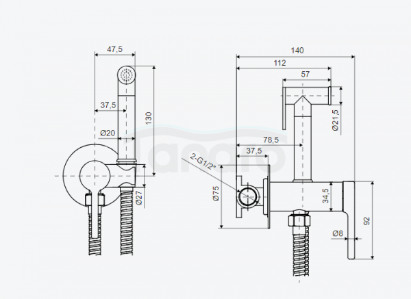 EXCELLENT PI bateria bidetowa bidetta ze słuchawką prysznicową, chrom AREX.1204CR