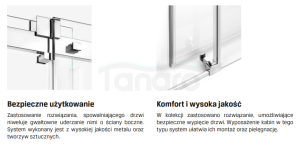 NEW TRENDY Drzwi prysznicowe przesuwne samodomykające SOFTI 180x200 EXK-3903