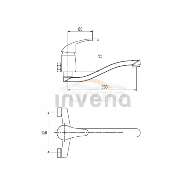 INVENA - Bateria zlewozmywakowa ścienna z wylewką 15cm MISTRIS BC-79-K01-B