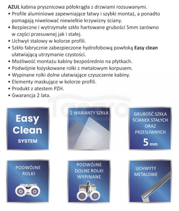 AQUAFORM Kabina prysznicowa AZUL półokrągła 80x80x185 szkło mrożone 5mm profil czarny mat AQ.100-501104