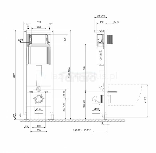 CERSANIT - Set B995 - stelaż podtynkowy SYSTEM 40 MECH + miska zawieszana bezkołnierzowa MILLE CleanOn + deska duroplastowa SLIM WRAP antybakteryjna, wolnoopadająca, z funkcją łatwego wypinania + przycisk spłukujący chrom błyszczący  S701-780