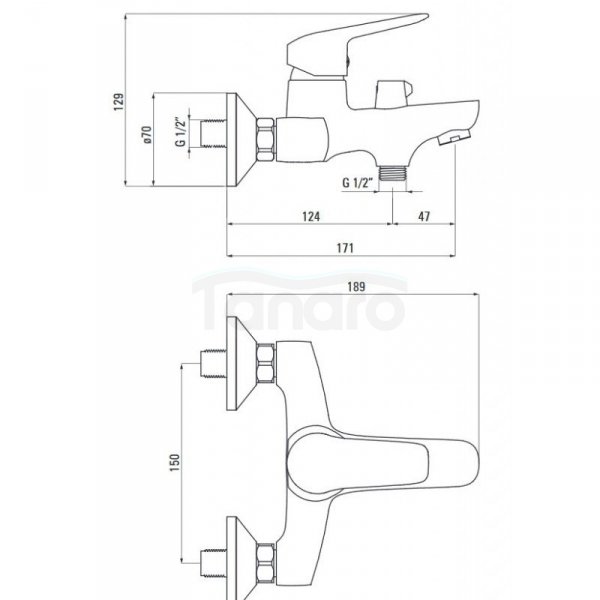DEANTE - Bateria wannowa BORO bez kompletu natryskowego CHROM  BMO_010M