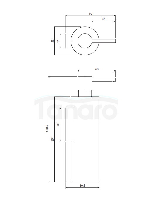 OMNIRES dozownik mydła w płynie wiszący modern project grafit MP60721GR