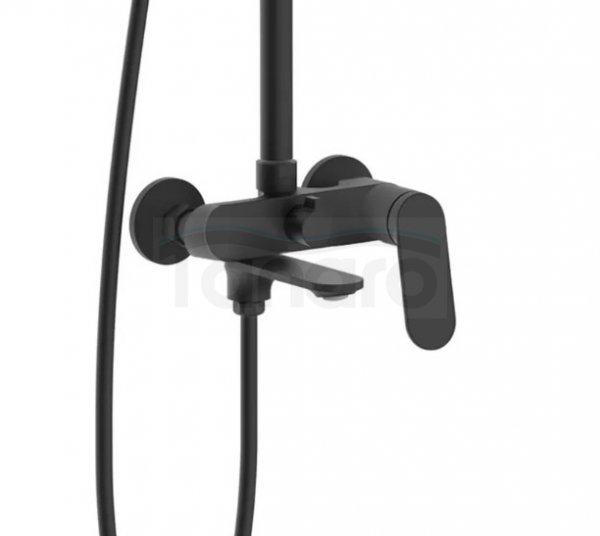 REA - Zestaw Prysznicowo - Natryskowy MARCO z wylewką Czarny / Black