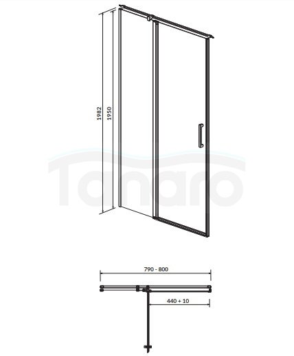 CERSANIT - Drzwi na zawiasach kabiny prysznicowej moduo 80 x 195 LEWE  S162-003