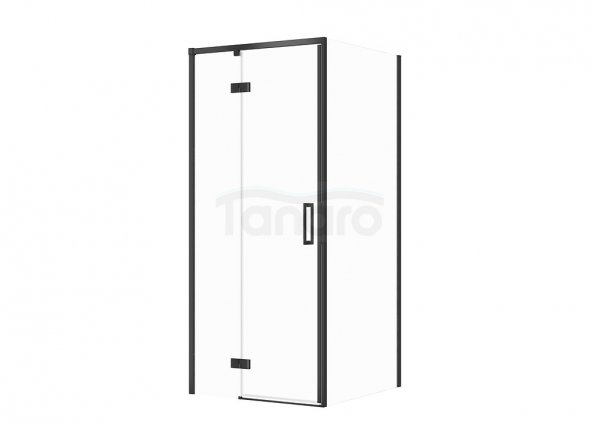 CERSANIT - Set C99 - Kabina prostokątna LARGA na zawiasach 80x90X195  LEWA  Czarna szkło transparentne  S601-301