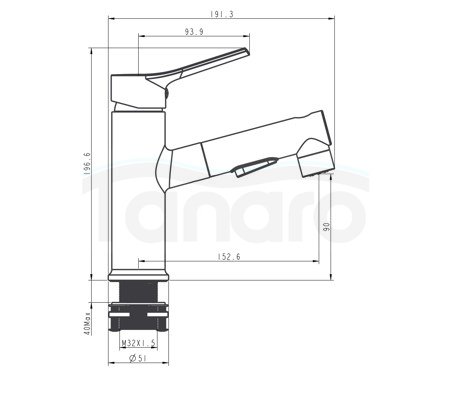 KUCHINOX - Bateria umywalkowa FONTE stojąca z wyciąganą wylewką Chrom  BQT_029D