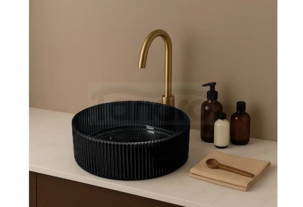 REA - Umywalka nablatowa INGRID 36 Black