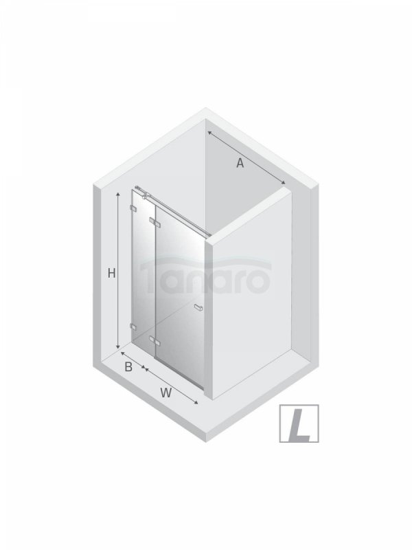 NEW TRENDY Drzwi wnękowe AVEXA NICKEL BRUSHED 1D L 140x200 szkło czyste 6mm Active Shield 2.0 EXK-8469