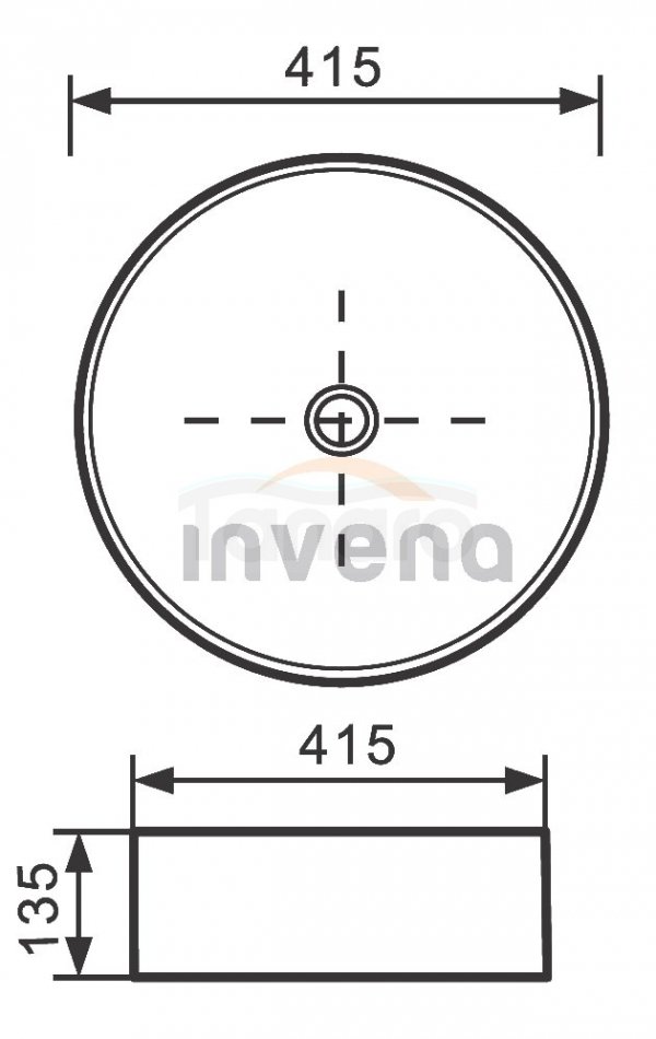 INVENA UMYWALKA NABLATOWA KOS INVENA TREND 42 CM, OKRĄGŁA CZARNO ZŁOTA CE-38-017-C