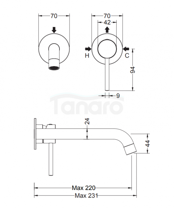 BLUE WATER Bateria umywalkowa podtynkowa BOSTON BOS-BPU.110 ZŁOTO SZAMPAŃSKIE