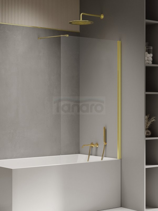 NEW TRENDY Parawan nawannowy NEW SOLEO LIGHT GOLD stały U 90x140 szkło czyste 6mm Active Shield - wsp. prostopadły P-0109-WP