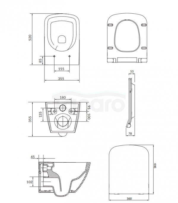 CERSANIT SET C200: MISKA ZAWIESZANA CITY PRO SQUARE VORTEX Z DESKĄ DUROPLASTOWĄ SLIM S701-884
