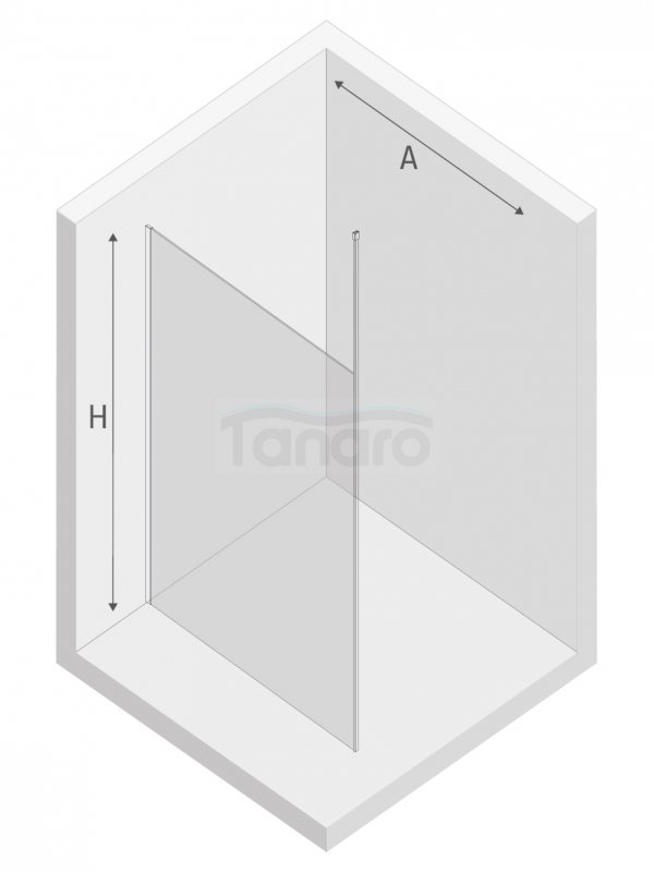 NEW TRENDY Kabina prysznicowa NESTA WALK-IN U 90x200 szkło czyste 8mm Active Shield 2.0 - WSPORNIK SUFITOWY K-1716-WS