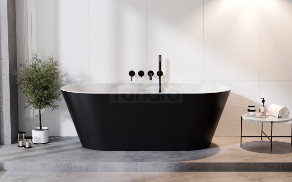 BESCO Wanna wolnostojąca Deeva B&amp;W 180x80 + maskownica odpływu biała #WWA-180-DBW