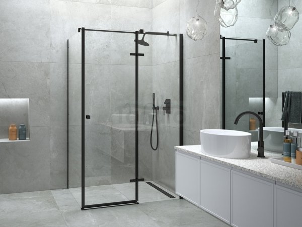 BESCO Kabina prysznicowa Pixa Black 100x80 Prawa PPP-108-195B
