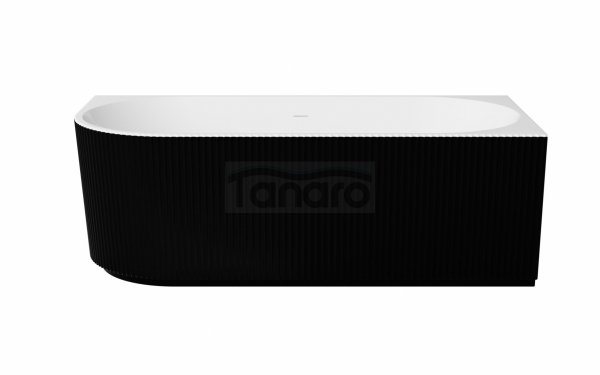 BESCO Wanna wolnostojąca przyścienna Denaya B&amp;W 170x78 Lewa + maskownica odpływu czarna #WASB-170DLB
