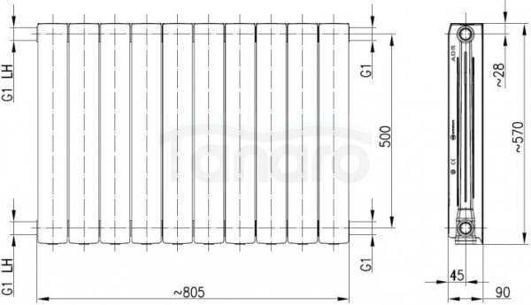 KFA ARMATURA KRAKÓW - Grzejnik aluminiowy ADR 500 10-elementowy  763-100-44