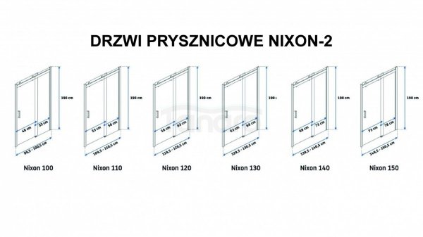 REA - Kabina NIXON - 2 prostokątna EASY CLEAN PREMIUM / drzwi 150 + ścianka 80 /