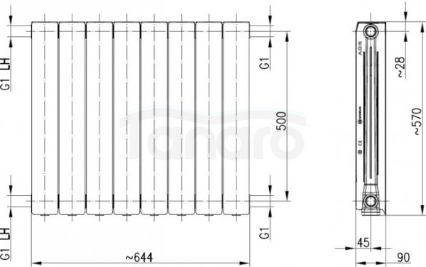 KFA ARMATURA KRAKÓW - Grzejnik aluminiowy ADR 500 8-elementowy CZARNY   763-080-81