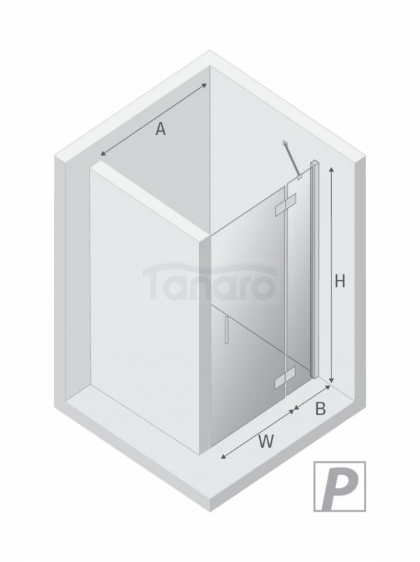 NEW TRENDY Drzwi wnękowe NESTA GUNMETAL BRUSHED 1D L 120x200 czyste 6mm Active Shield 2.0 D-0935A