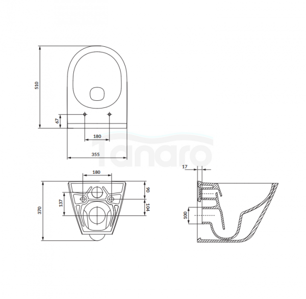 CERSANIT SET C947: MISKA ZAWIESZANA REMO PRO OVAL CERSANIT TORNADO Z DESKA DUROPLASTOWĄ SLIM S4035-001