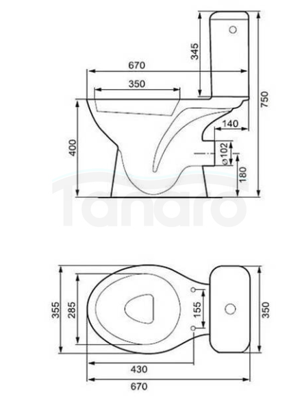 CERSANIT - Zestaw 373 kompakt WC kołnierzowy MITO Grey z deską polipropylenową  TK002-005