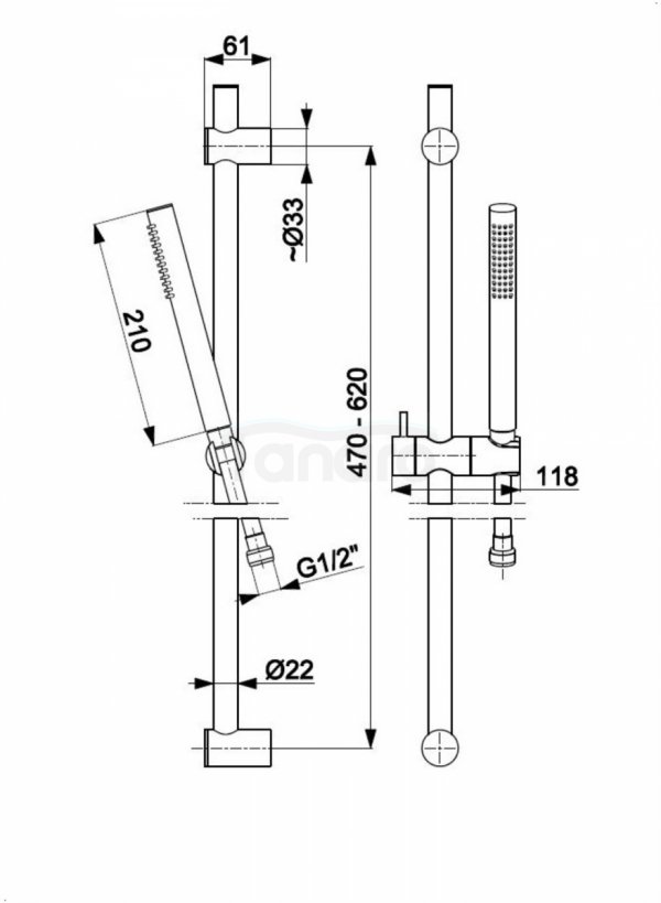 ARMATURA KRAKÓW KFA zestaw prysznicowy punktowy MOZA PREMIUM GUN METAL GREY 841-225-61