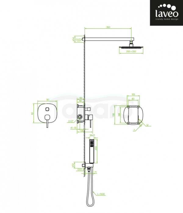 LAVEO Komplet natryskowy z baterią podtynkową POLA chrom BAP_001P