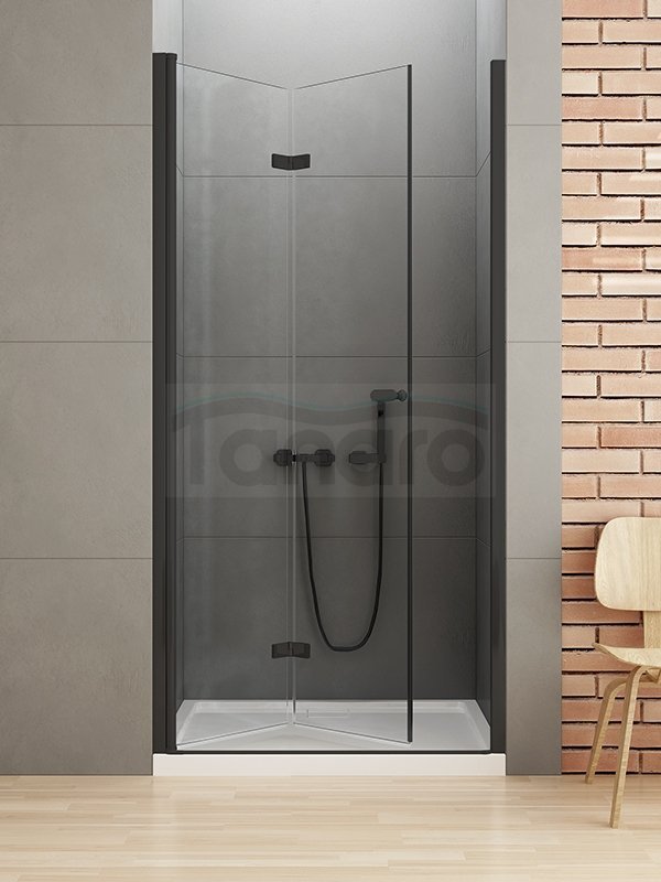 NEW TRENDY Drzwi wnękowe prysznicowe składane NEW SOLEO BLACK 80x195 D-0221A