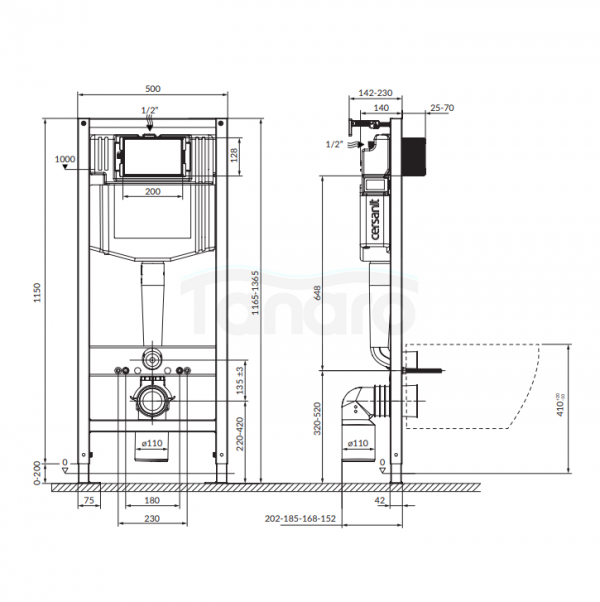 CERSANIT - Set C16 - stelaż podtynkowy AQUA 50 MECH QF + miska zawieszana CITY by Cersanit SQUARE CleanOn + deska SLIM antybakteryjna, wolnoopadająca, z funkcją łatwego wypinania  S701-796