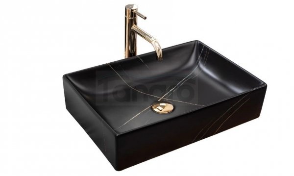 REA - Umywalka nablatowa INGA Black Marble Mat
