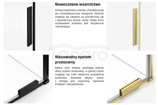NEW TRENDY Kabina ścianka WALK-IN przesuwna SMART LIGHT GOLD 130X200 EXK-4298