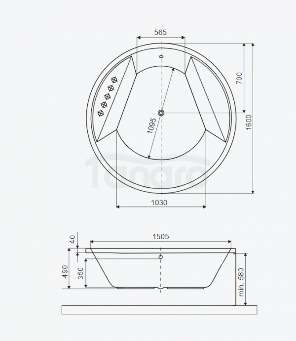 EXCELLENT Great Arc wanna okrągła 160 cm, biały połysk WAEX.GRE16WH