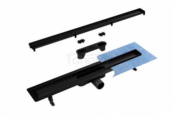 BESCO Odpływ prysznicowy liniowy Virgo Nero Duo 60x6 OL-60-VN